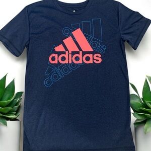 Adidas Kids Dri-Fit Tee in Navy and Coral